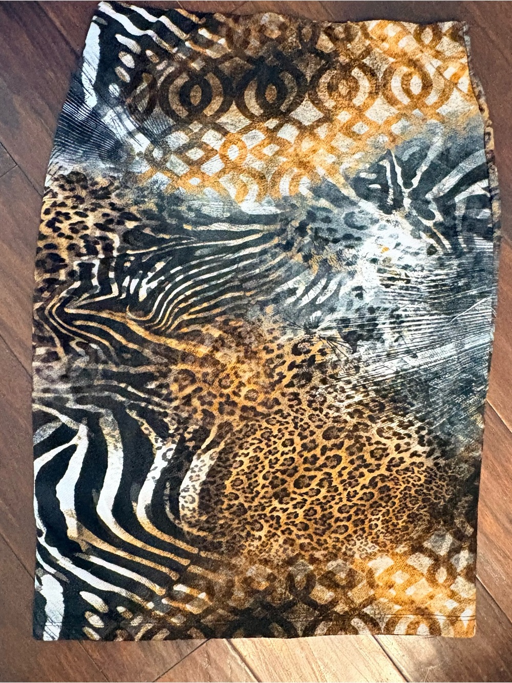 Essentials Animal-Print Pencil Skirt in Brown, Black, Gold